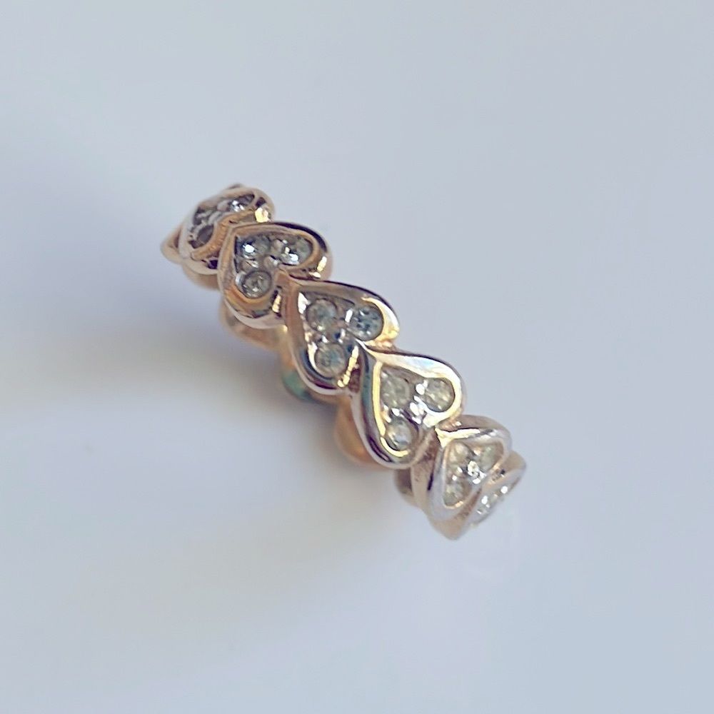 Vintage heart ring with faux diamonds - Picture 6 of 6